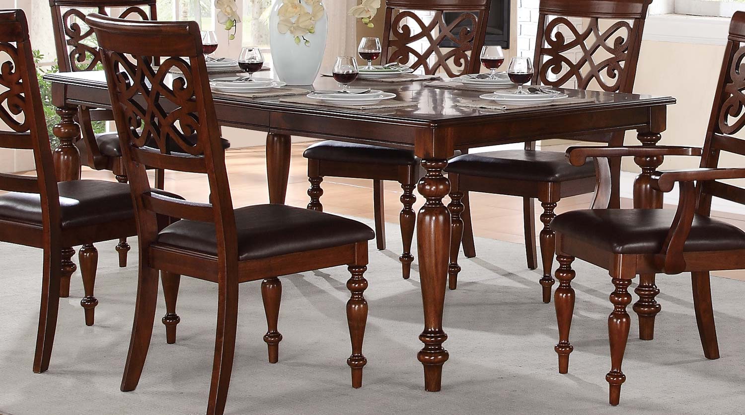 Homelegance Creswell Leg Dining Table with Leaf - Rich Cherry