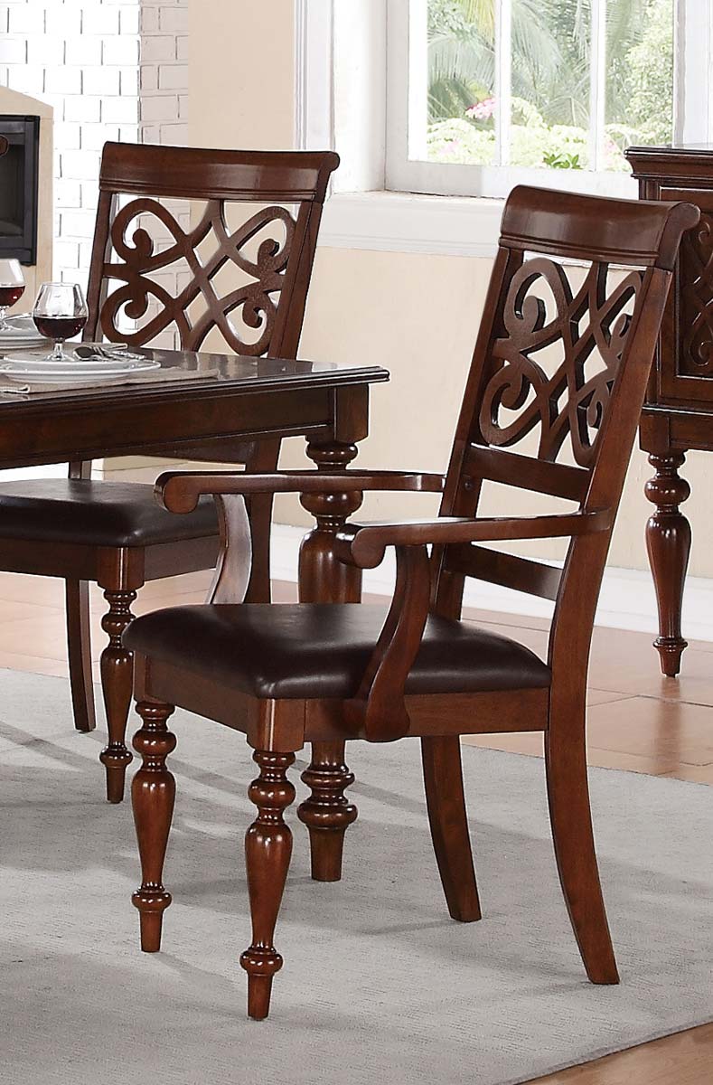 Homelegance Creswell Arm Chair - Dark Brown Bi-Cast Vinyl - Rich Cherry