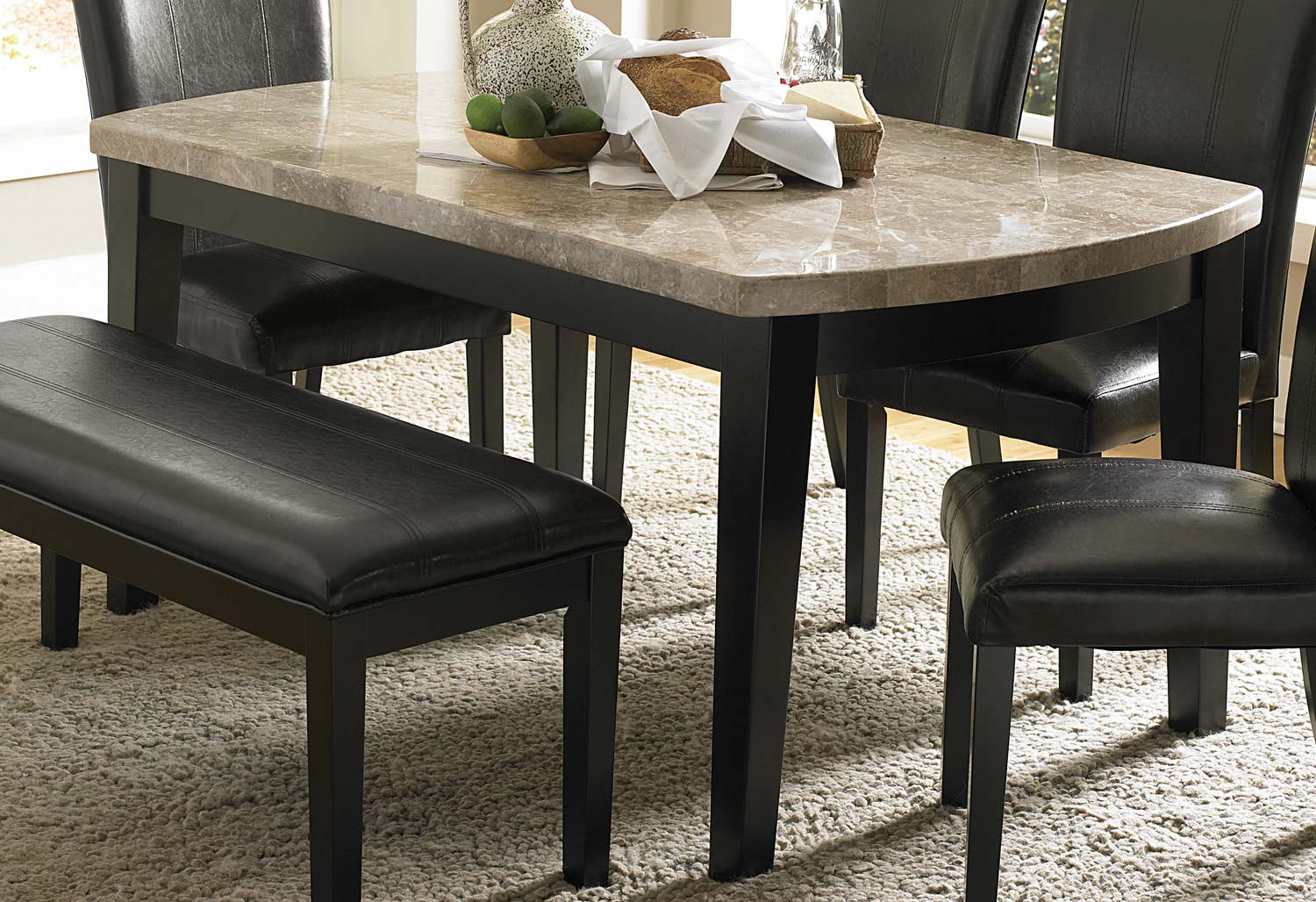 Homelegance Cristo Dining Table - Black Wood - Marble Top