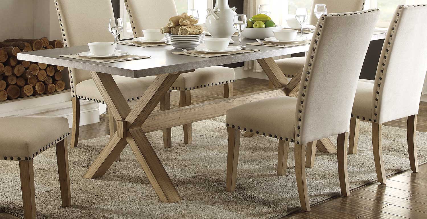 Homelegance Luella X-Trestle Dining Table - Weathered Oak Homelegance Luella X-Trestle Dining Table - Weathered Oak