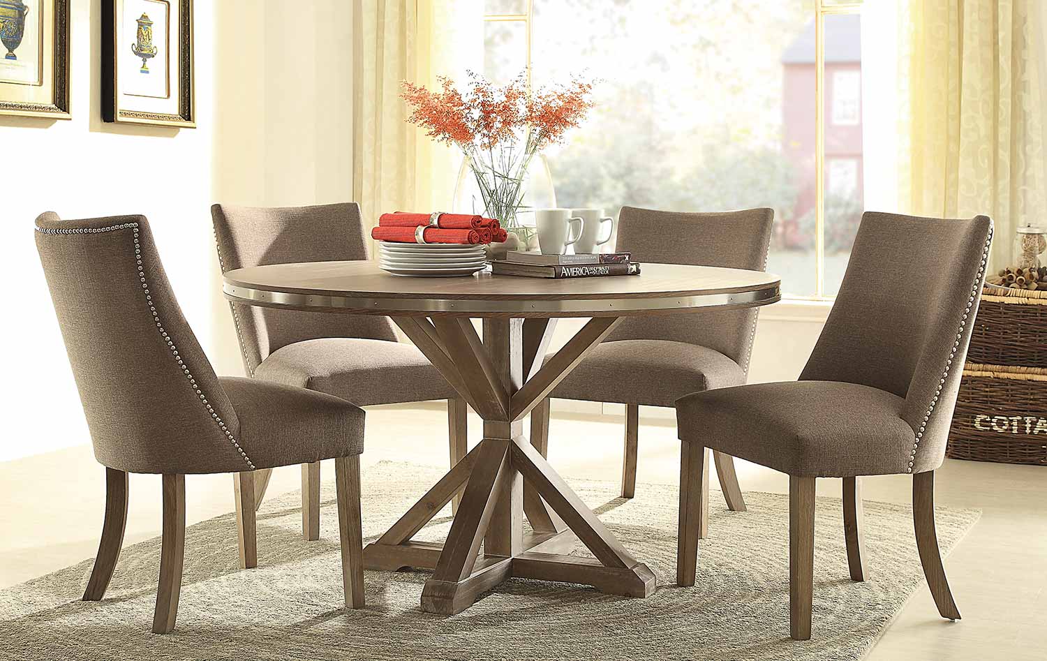 Homelegance Beaugrand Round Dining Set - Brown Homelegance Beaugrand Round Dining Set - Brown