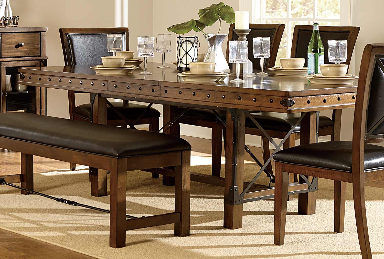 Homelegance Urbana Trestle Dining Table - Burnished Brown Homelegance Urbana Trestle Dining Table - Burnished Brown