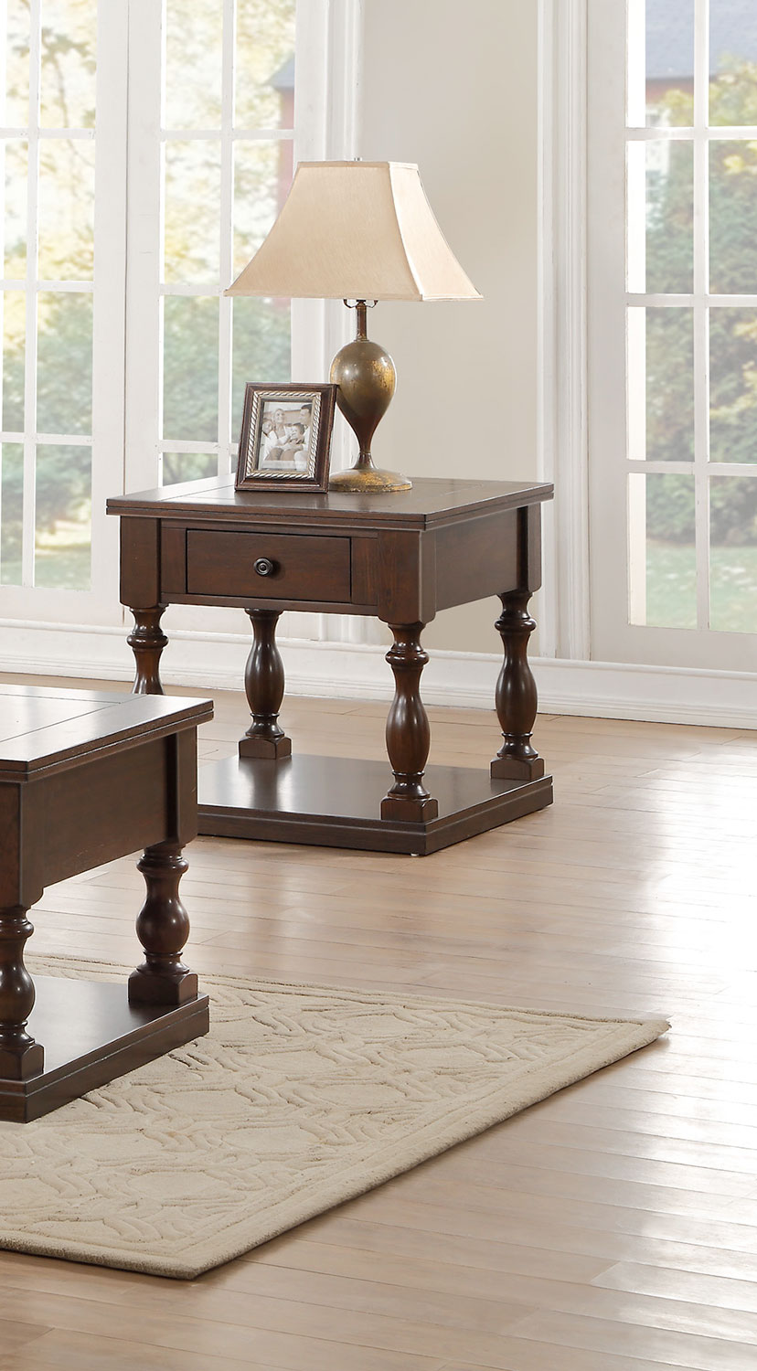 Homelegance Reid End Table with Functional Drawer Homelegance Reid End Table with Functional Drawer