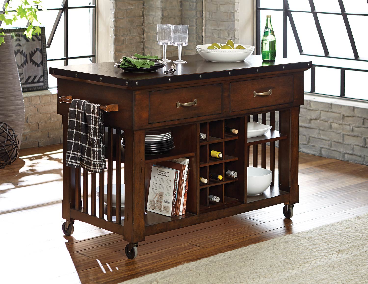Homelegance Schleiger Kitchen Cart - Burnished Brown Homelegance Schleiger Kitchen Cart - Burnished Brown