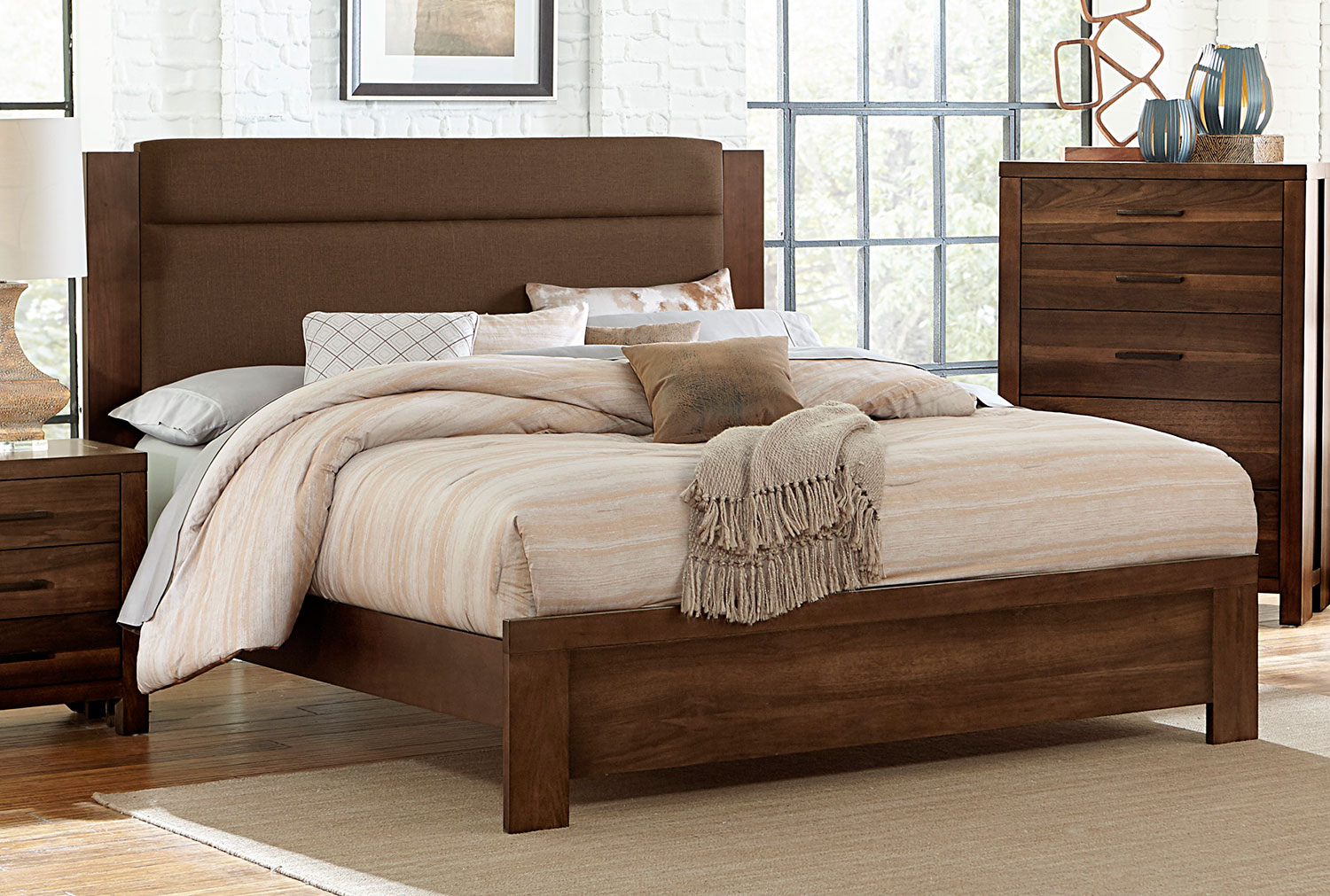 Homelegance Sedley Upholstered Bed - Walnut