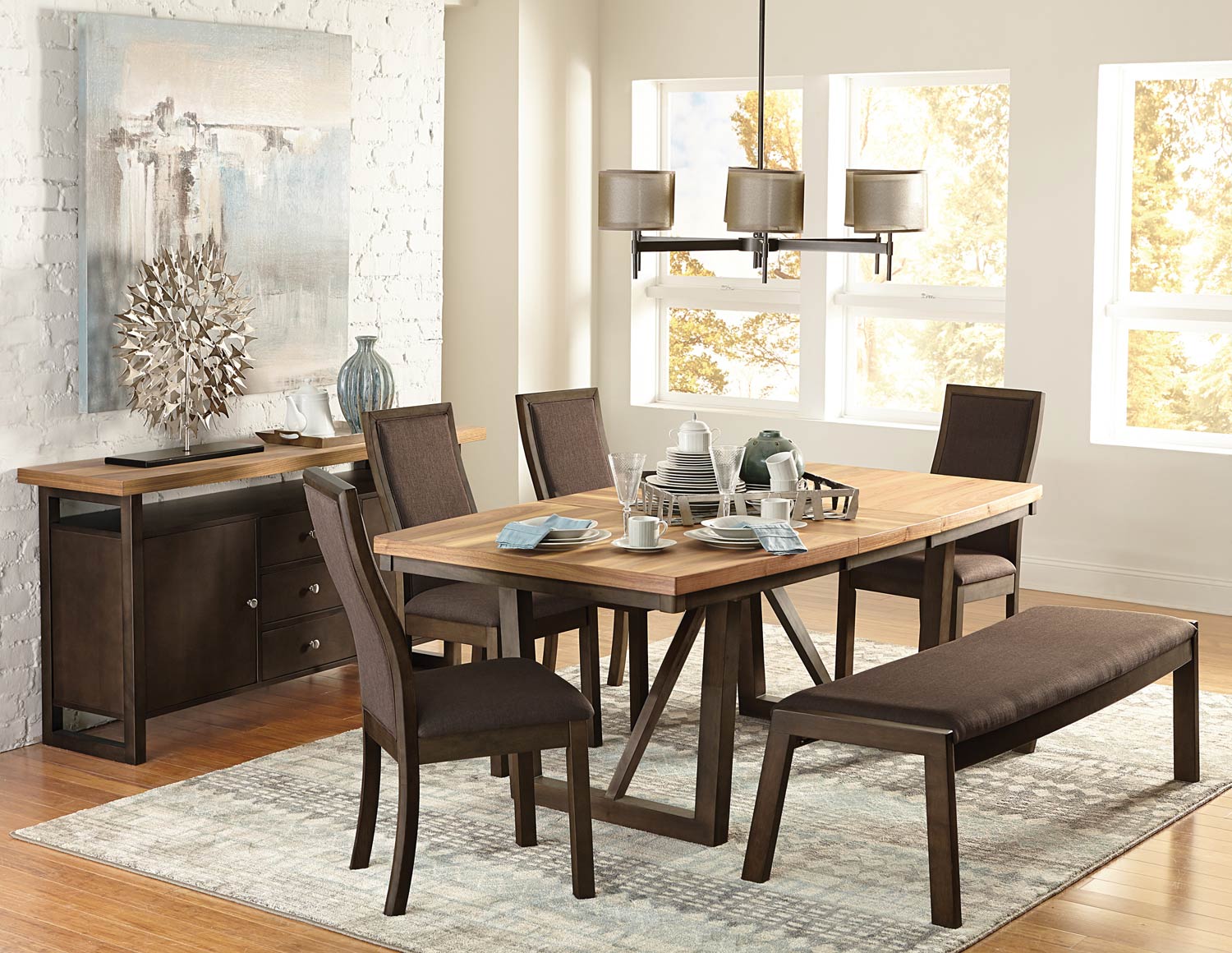 Homelegance Compson Dining Set - Natural/Walnut Homelegance Compson Dining Set - Natural/Walnut