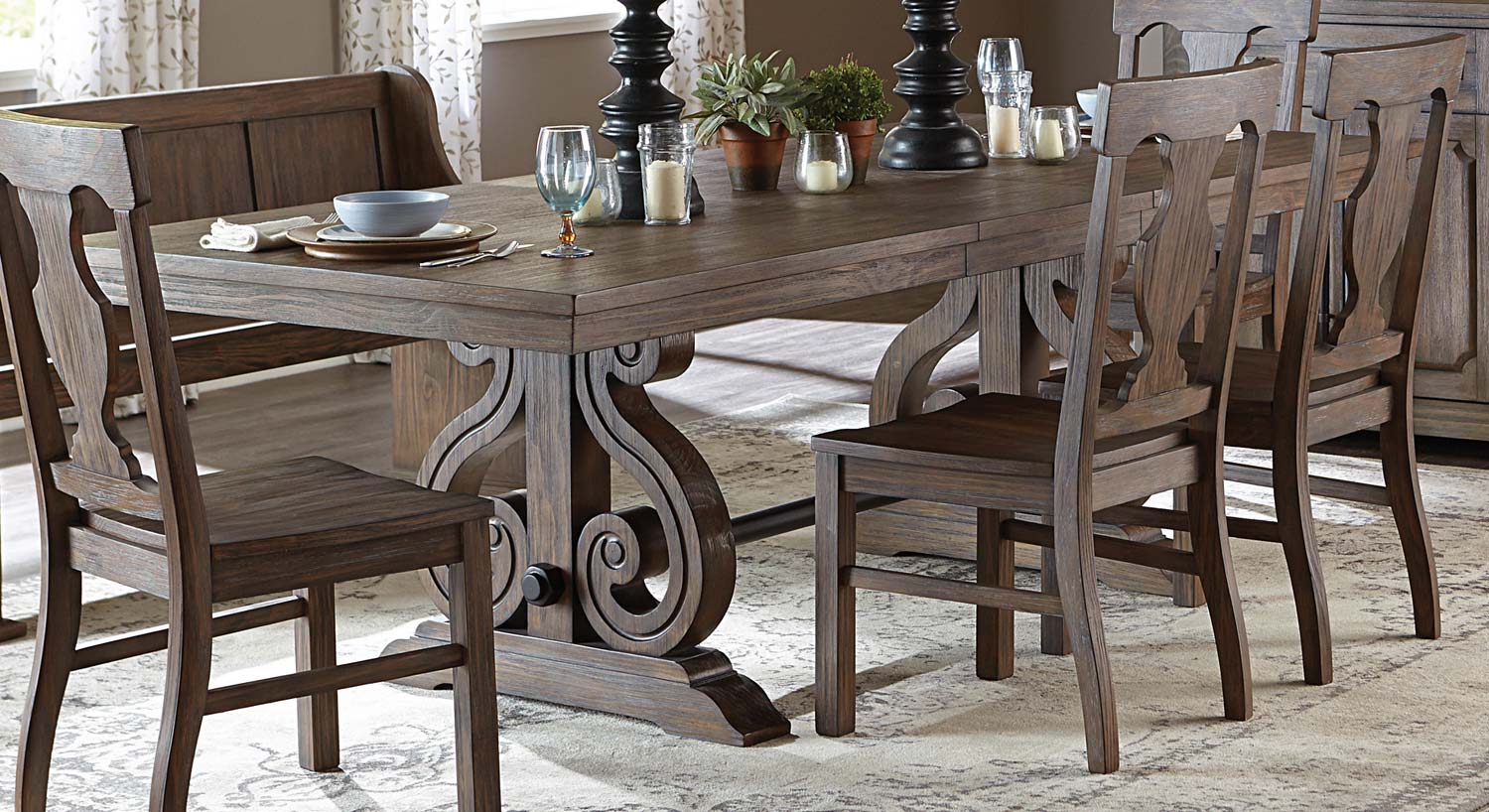 Homelegance Toulon Trestle Dining Table - Wire Brushed
