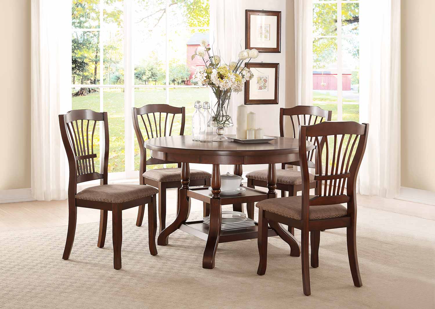 Homelegance Frankford Round Dining Set - Brown Homelegance Frankford Round Dining Set - Brown