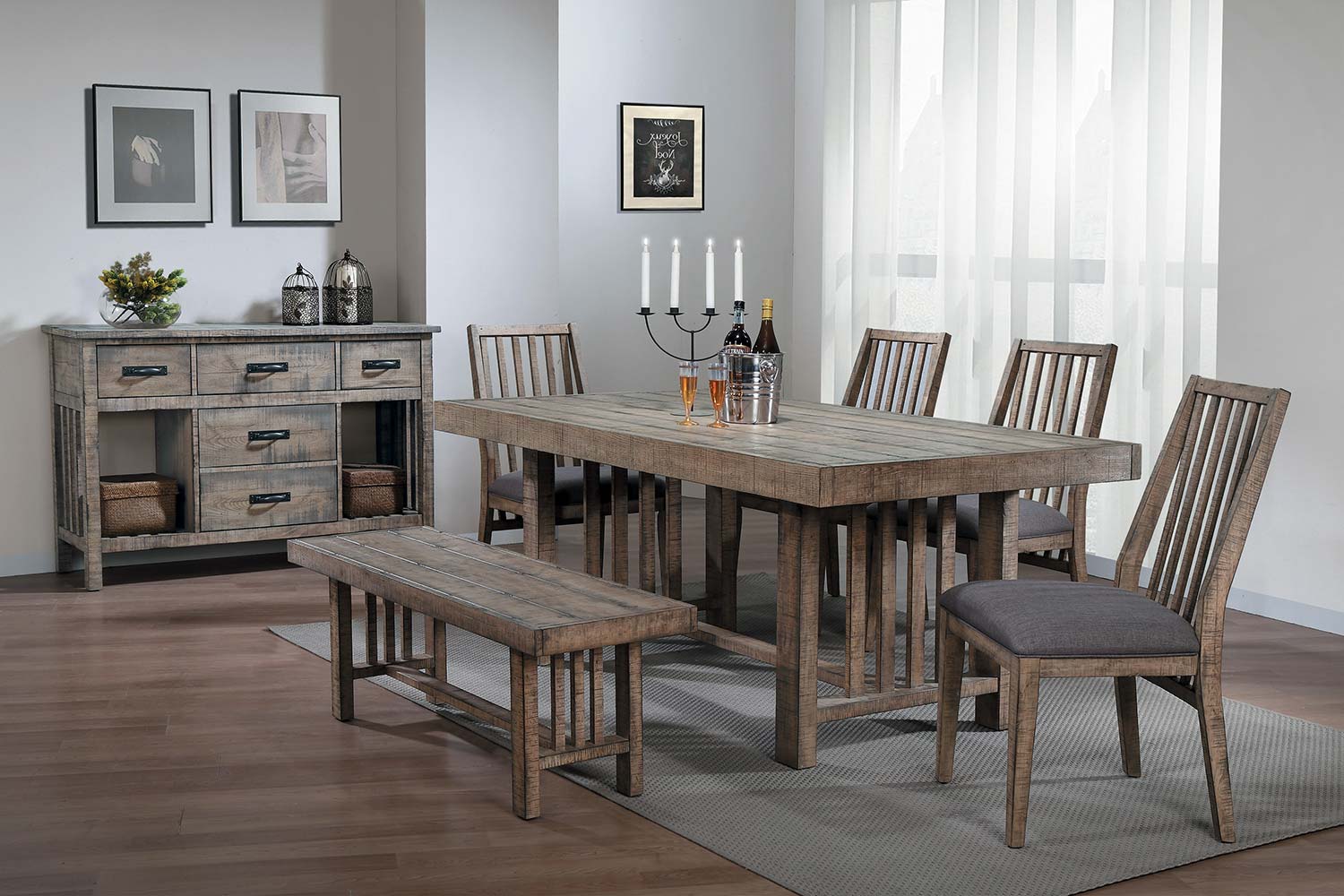 Homelegance Codie Rectangular Dining Set - Brown Burnishing/Gray Undertones Homelegance Codie Rectangular Dining Set - Brown Burnishing/Gray Undertones