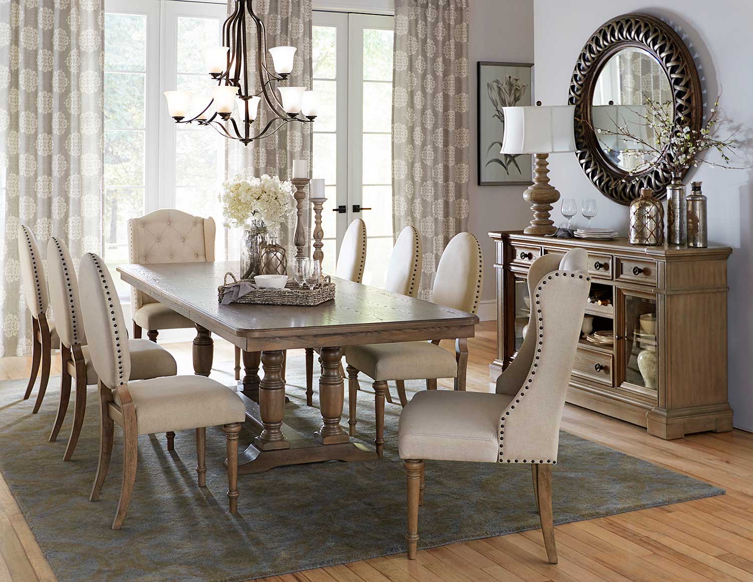 Homelegance Avignon Dining Set - Natural Taupe - Oak veneer Homelegance Avignon Dining Set - Natural Taupe - Oak veneer