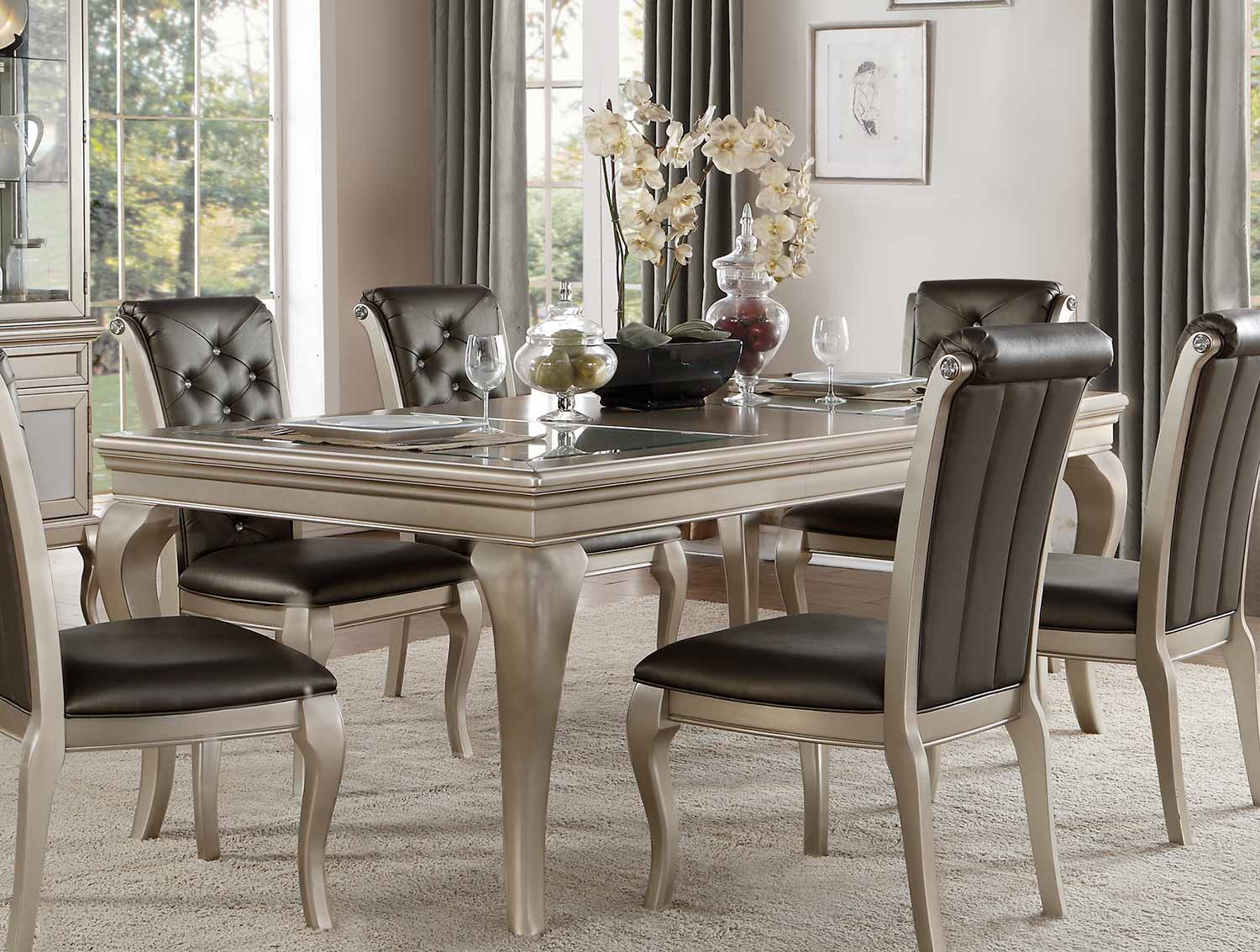 Homelegance Crawford Dining Table with Leaf - Silver