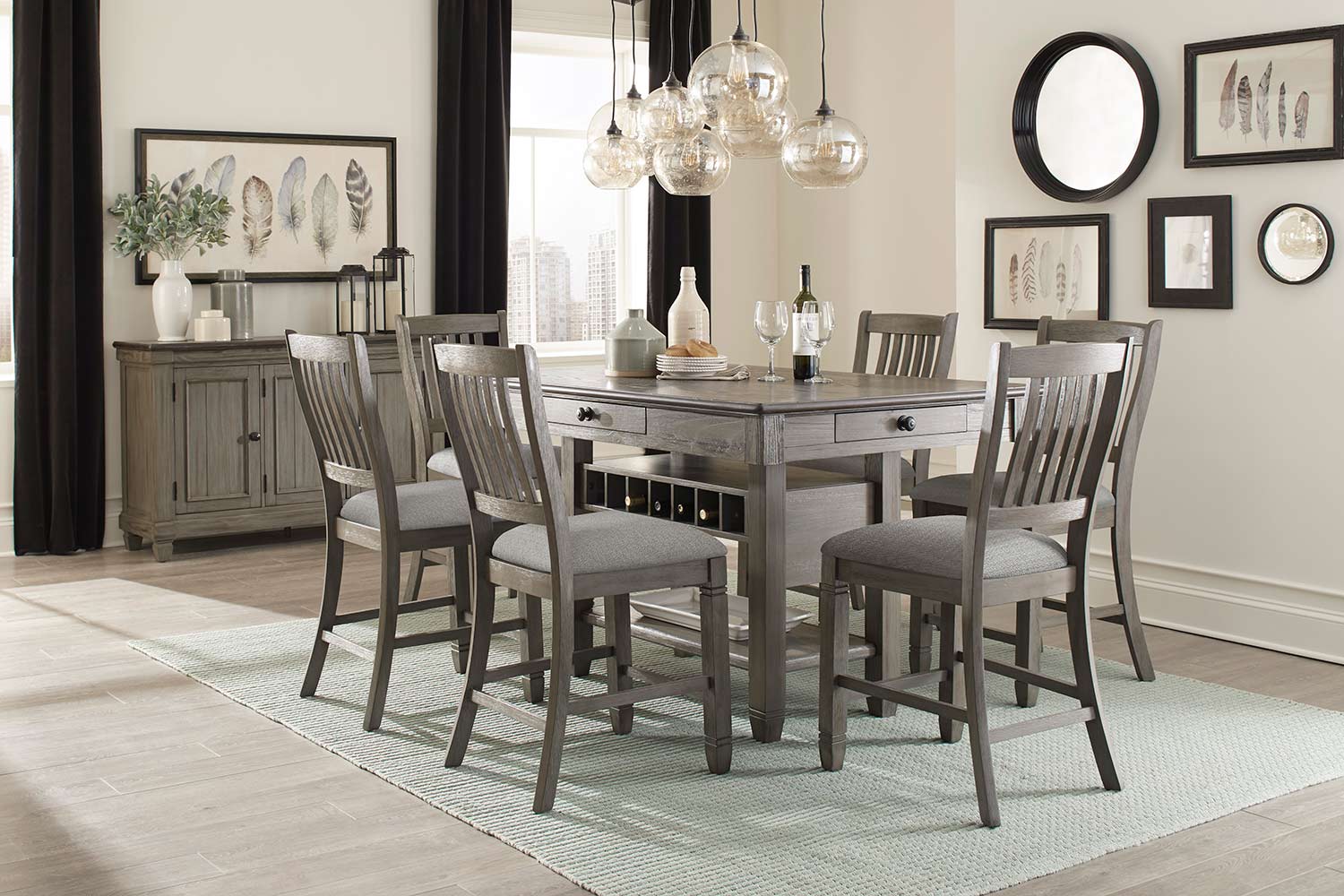 Homelegance Granby Counter Height Dining Set - Antique Gray and Coffee