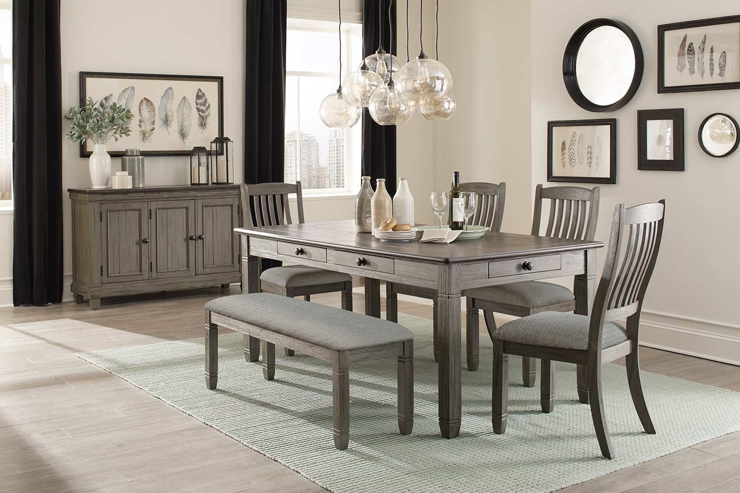 Homelegance Granby Dining Set - Antique Gray and Coffee