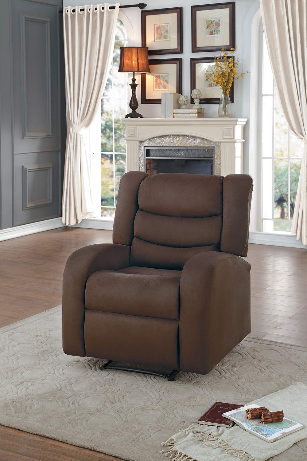 Homelegance Earl Reclining Chair - Chocolate Fabric