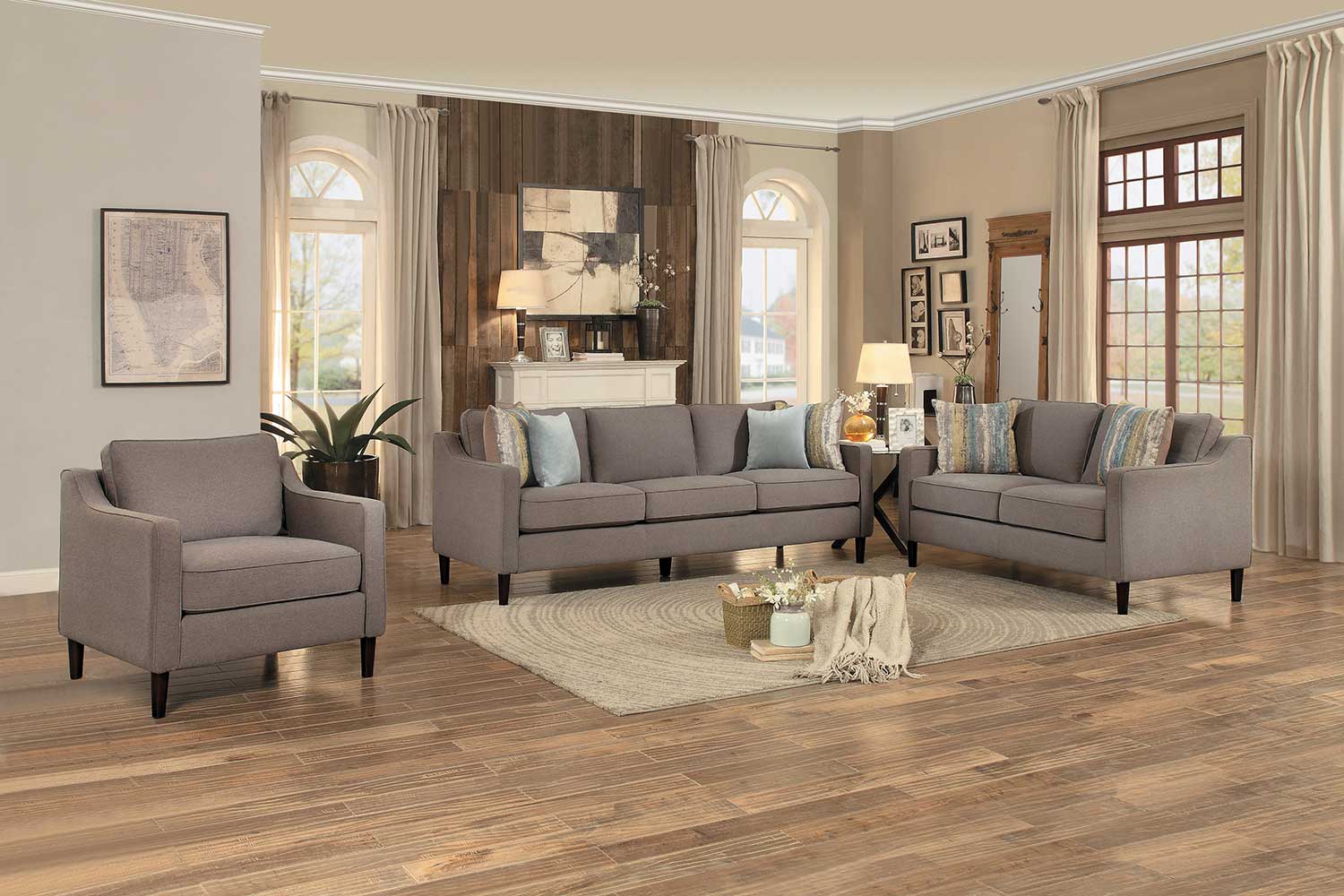 Homelegance Lotte Sofa Set - Brown Fabric Homelegance Lotte Sofa Set - Brown Fabric