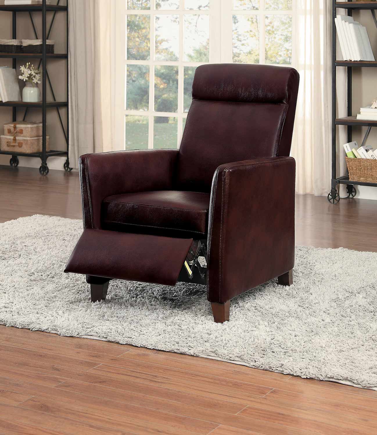 Homelegance Waneta Push Back Reclining Chair - Brown Leather Gel Match Homelegance Waneta Push Back Reclining Chair - Brown Leather Gel Match