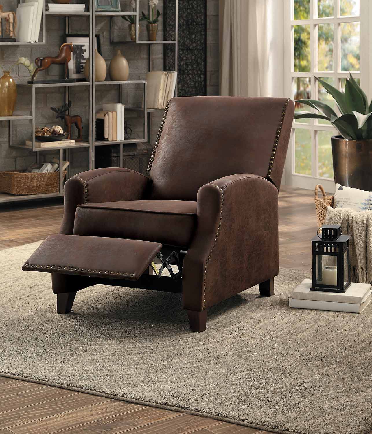 Homelegance Walden Push Back Reclining Chair - Brown Fabric Homelegance Walden Push Back Reclining Chair - Brown Fabric