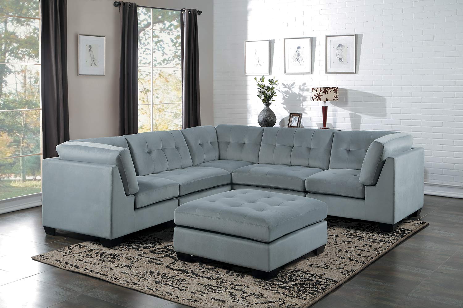 Homelegance Savarin Sectional Sofa Set - Light Gray Fabric Homelegance Savarin Sectional Sofa Set - Light Gray Fabric