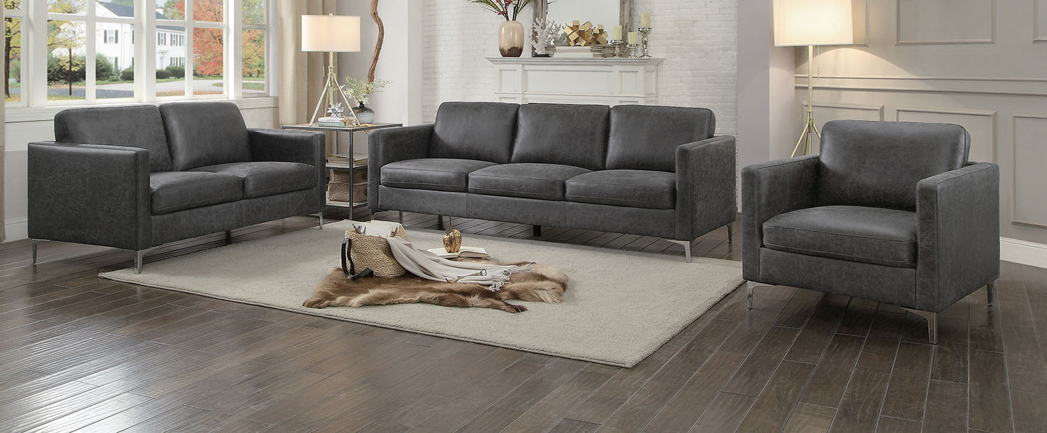 Homelegance Breaux Sofa Set - Gray Fabric Homelegance Breaux Sofa Set - Gray Fabric