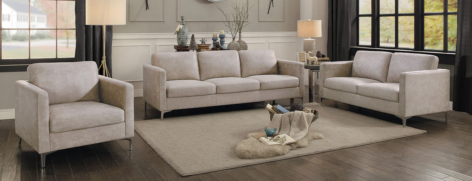 Homelegance Breaux Sofa Set - Sesame Fabric Homelegance Breaux Sofa Set - Sesame Fabric
