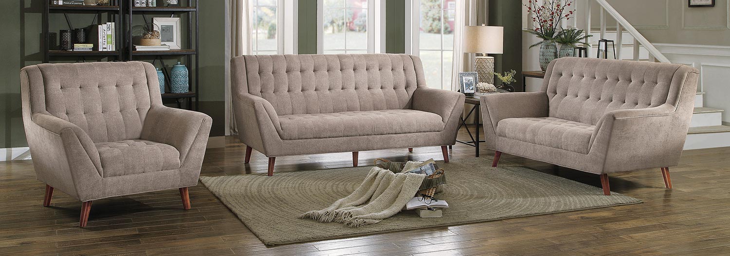 Homelegance Erath Sofa Set - Sand Fabric Homelegance Erath Sofa Set - Sand Fabric