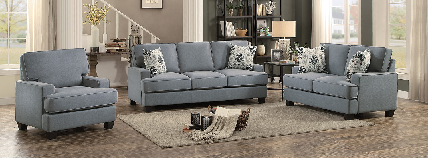 Homelegance Kenner Sofa Set - Gray Fabric Homelegance Kenner Sofa Set - Gray Fabric