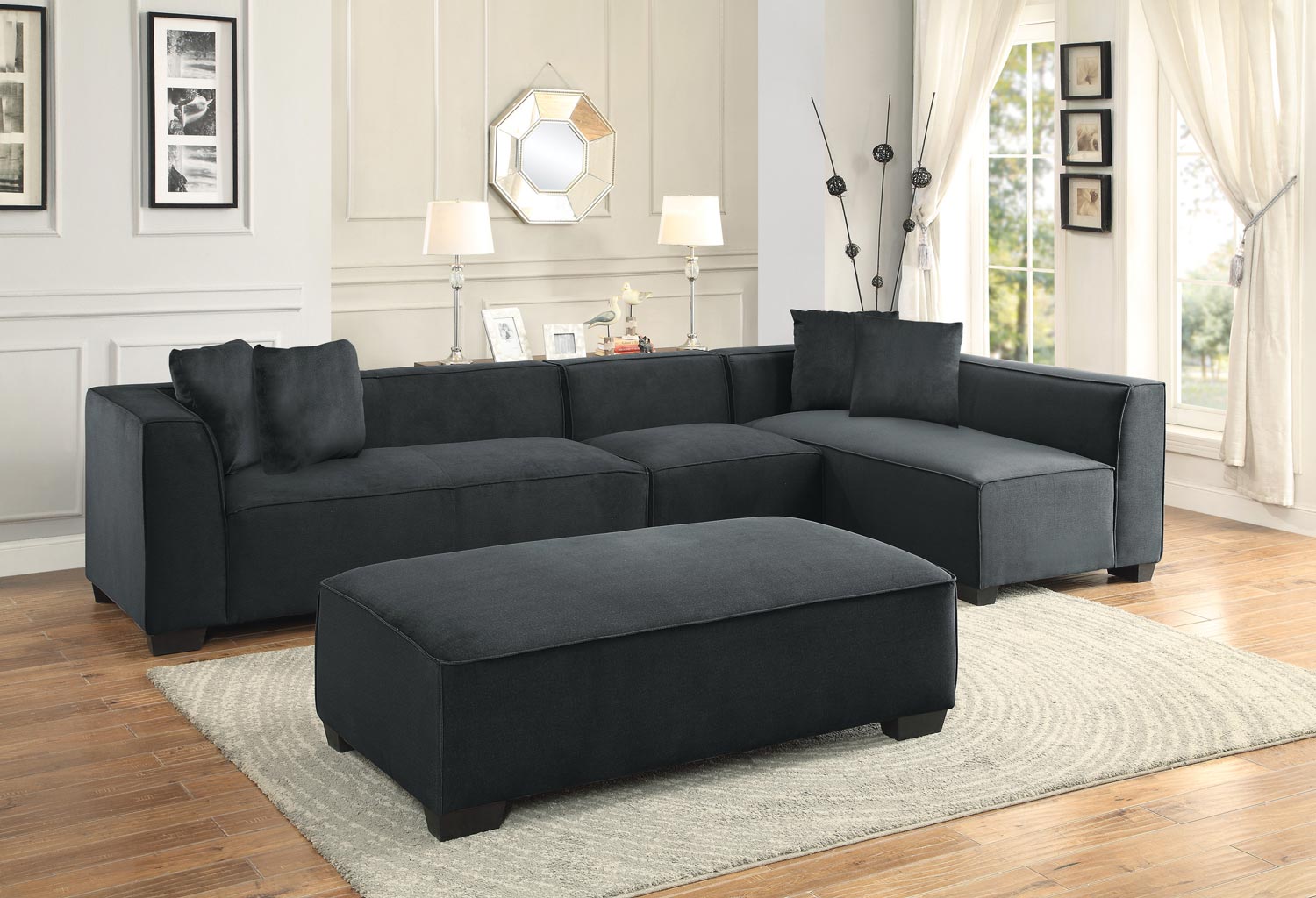 Homelegance Metz Sectional Sofa Set A - Polyester - Graphite Homelegance Metz Sectional Sofa Set A - Polyester - Graphite