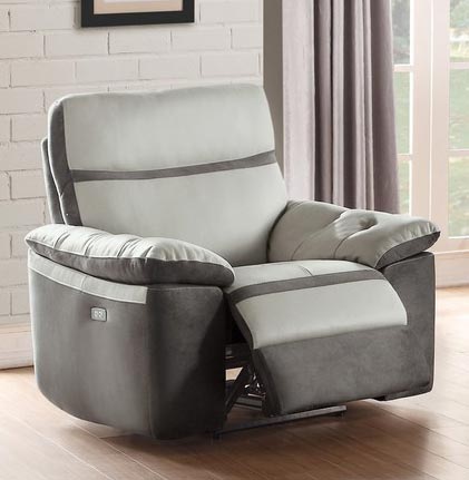 Homelegance Otto Power Reclining Chair - Top Grain Leather - Light Grey