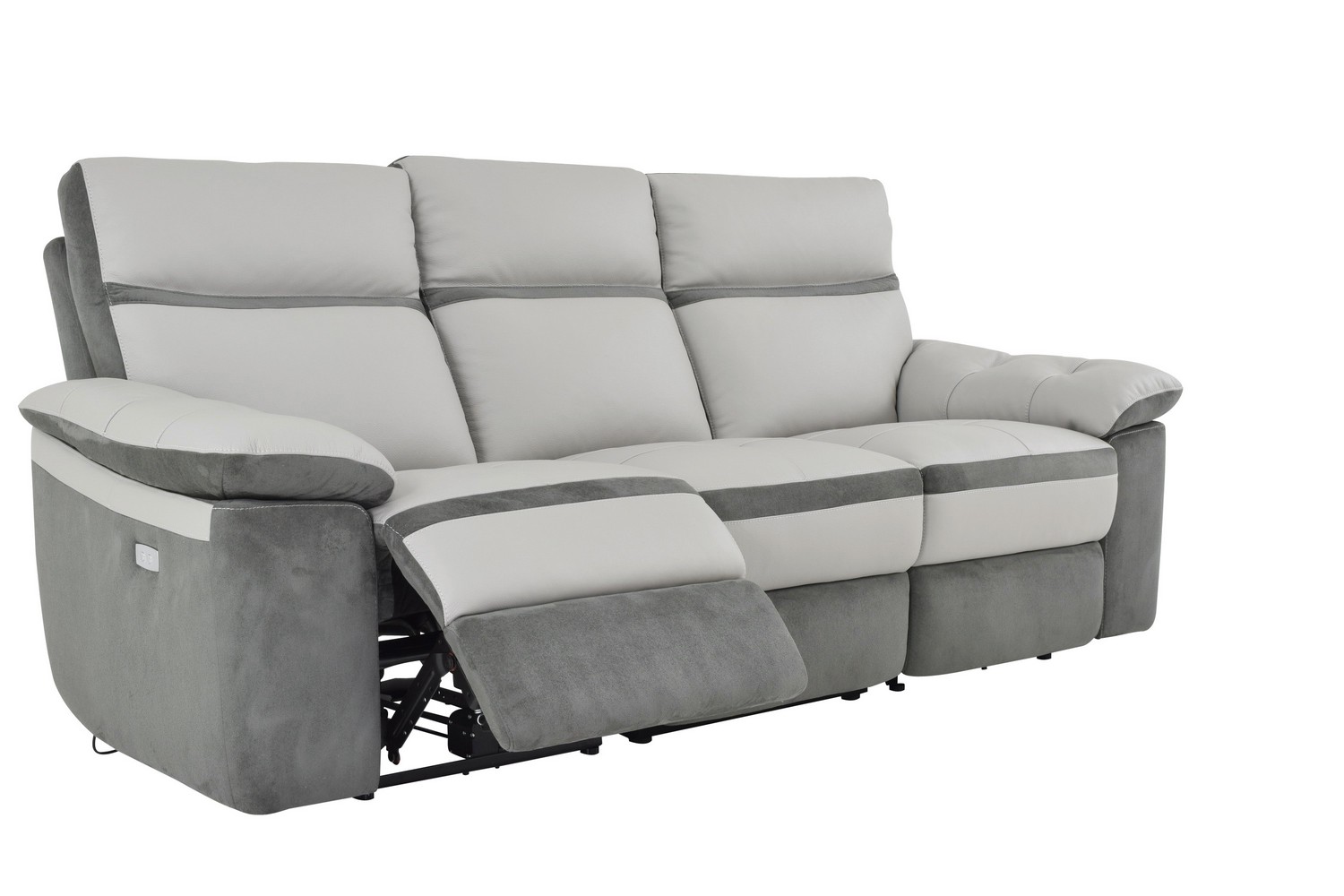 Homelegance Otto Power Double Reclining Sofa - Top Grain Leather - Light Grey