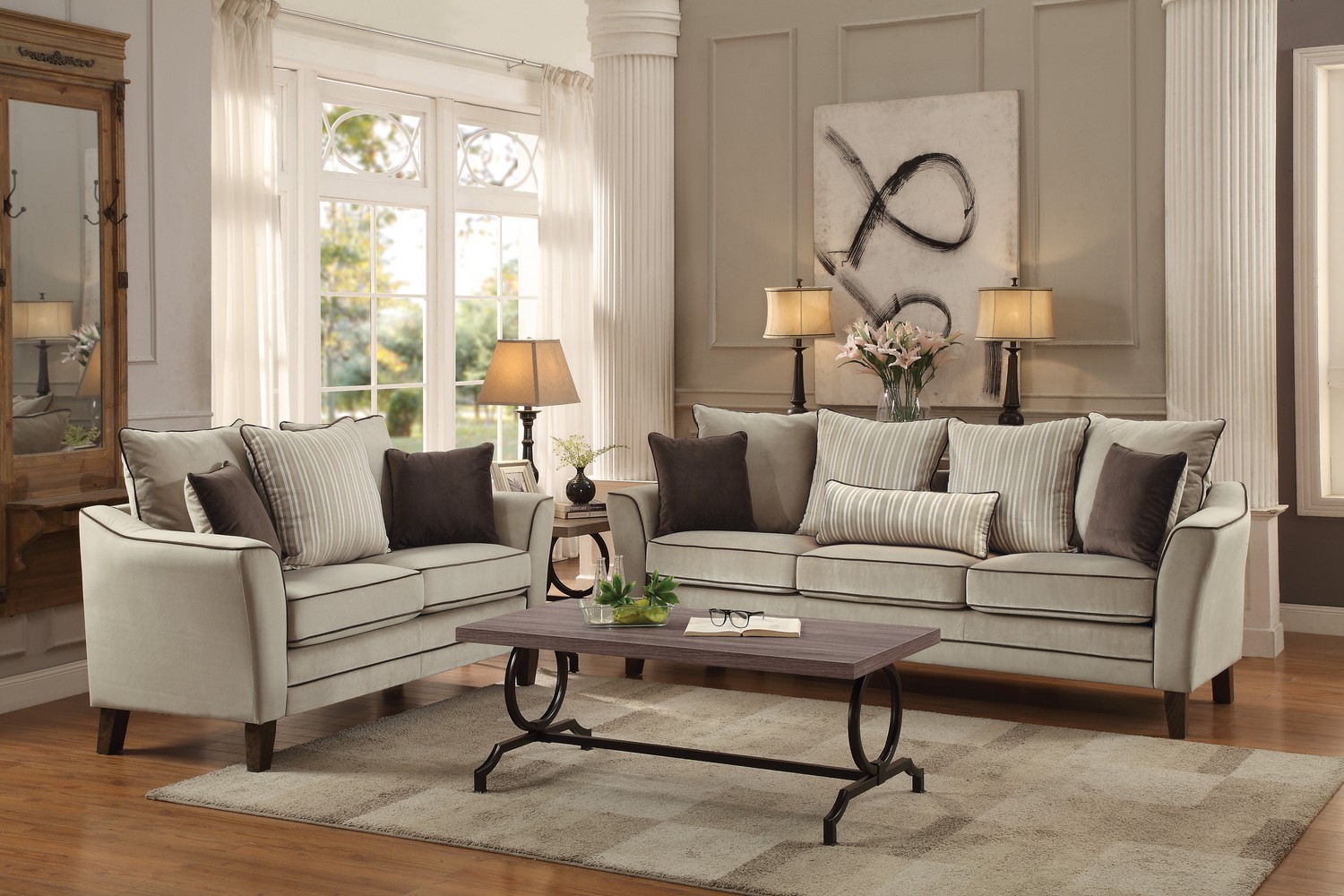 Homelegance Ouray Sofa Set - Pebble Textured Velvet Homelegance Ouray Sofa Set - Pebble Textured Velvet