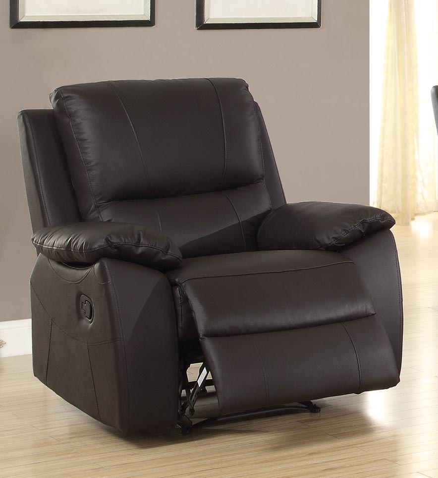 Homelegance Greeley Reclining Chair - Top Grain Leather Match - Brown
