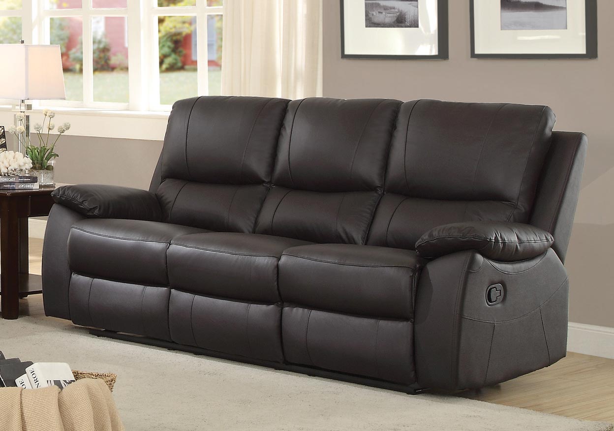 Homelegance Greeley Double Reclining Sofa - Top Grain Leather Match - Brown