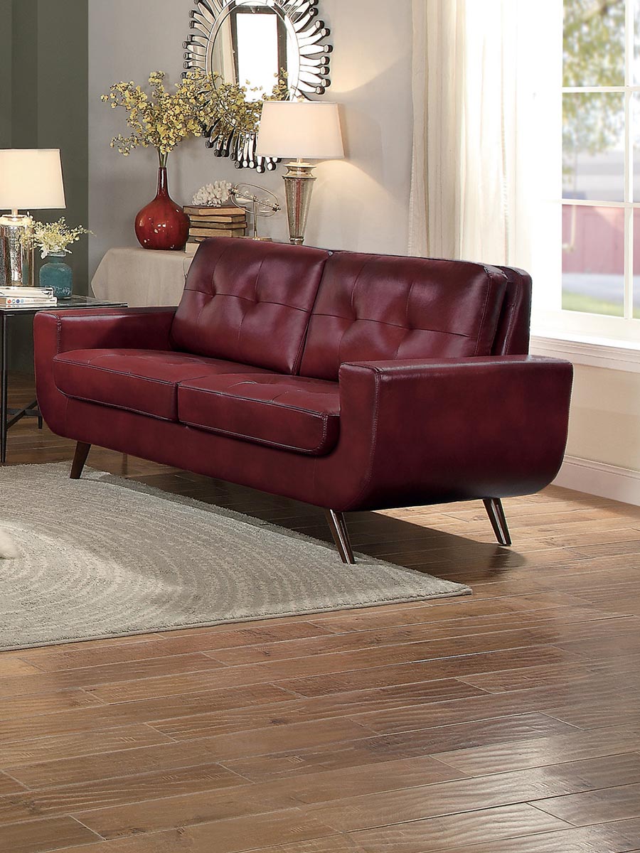 Homelegance Deryn Love Seat - Red Leather Gel Match Homelegance Deryn Love Seat - Red Leather Gel Match