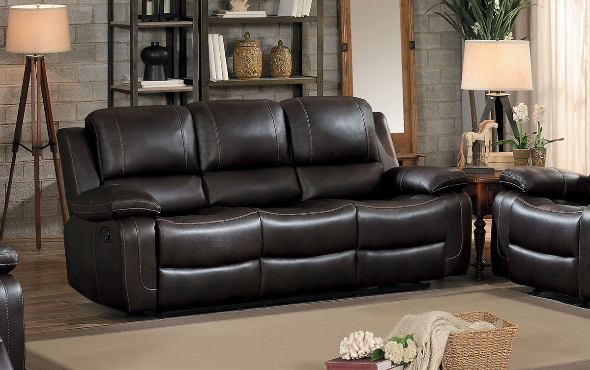 Homelegance Oriole Double Reclining Sofa with Drop-Down Table - Dark Brown AireHyde Match