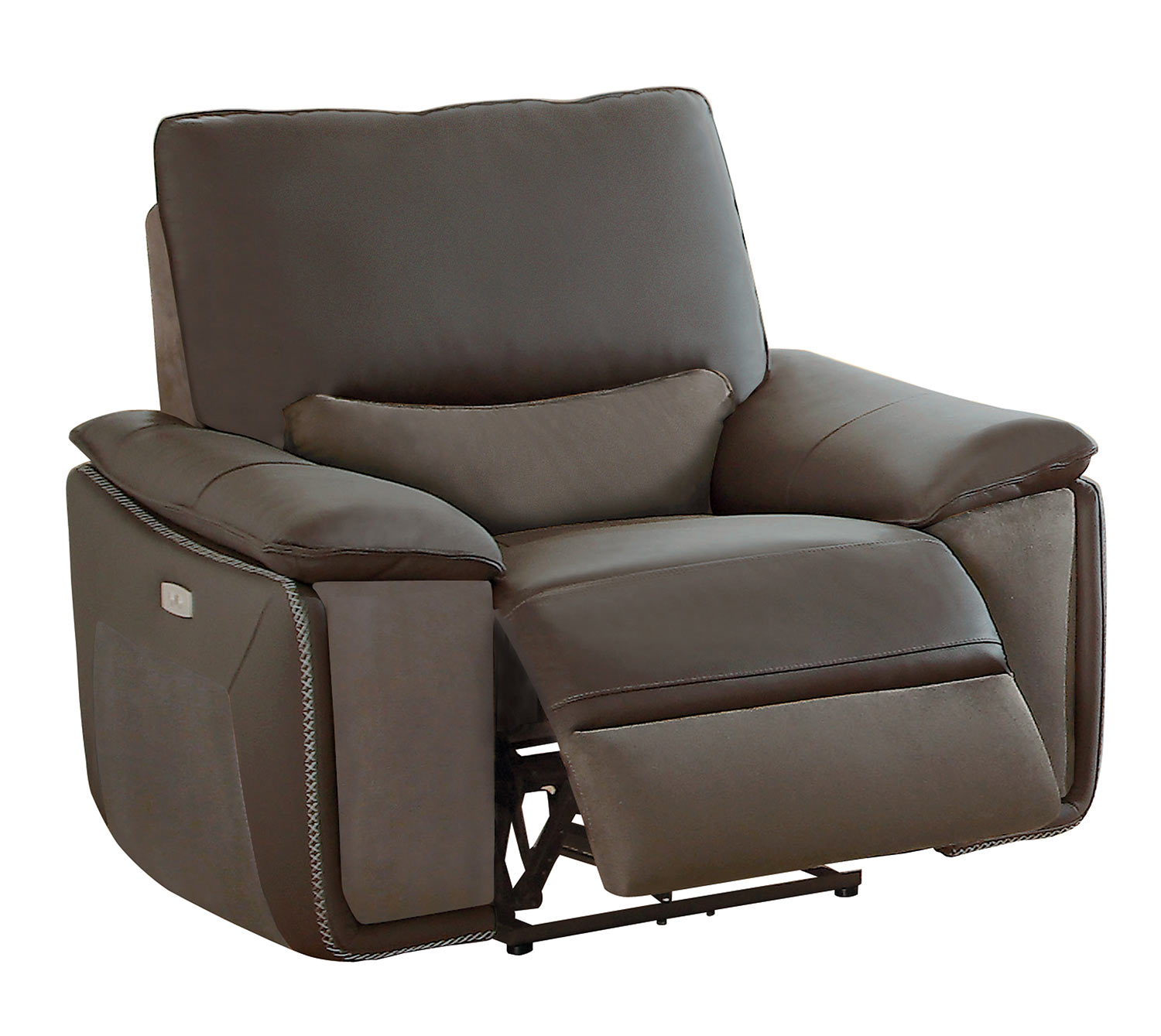 Homelegance Corazon Power Reclining Chair - Navy Gray Top Grain Leather/Fabric Homelegance Corazon Power Reclining Chair - Navy Gray Top Grain Leather/Fabric