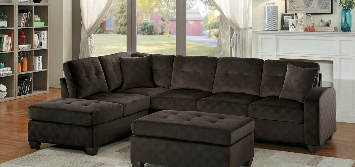 Homelegance Emilio Reversible Sectional Sofa - Chocolate Fabric