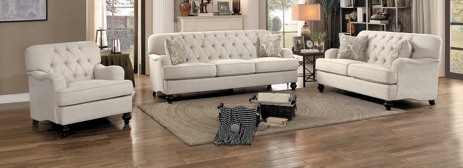 Homelegance Clemencia Sofa Set - Natural Tone Fabric Homelegance Clemencia Sofa Set - Natural Tone Fabric