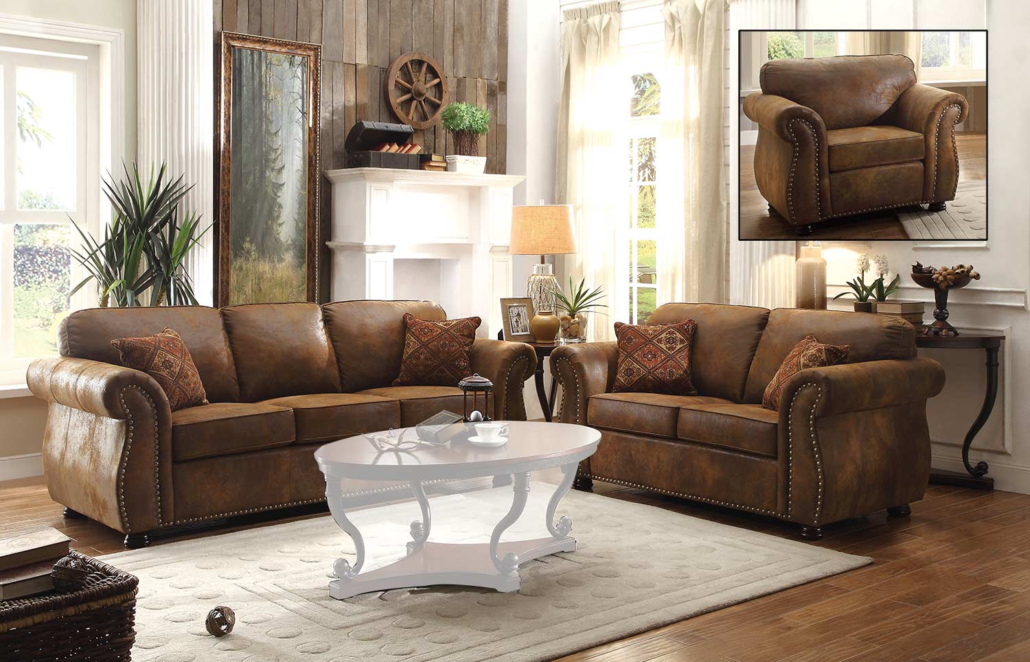 Homelegance Corvallis Sofa Set - Brown Homelegance Corvallis Sofa Set - Brown