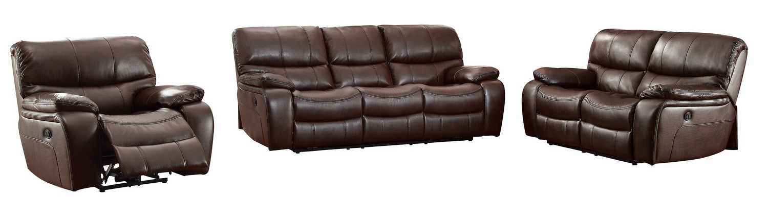 Homelegance Pecos Power Reclining Sofa Set - Leather Gel Match - Dark Brown
