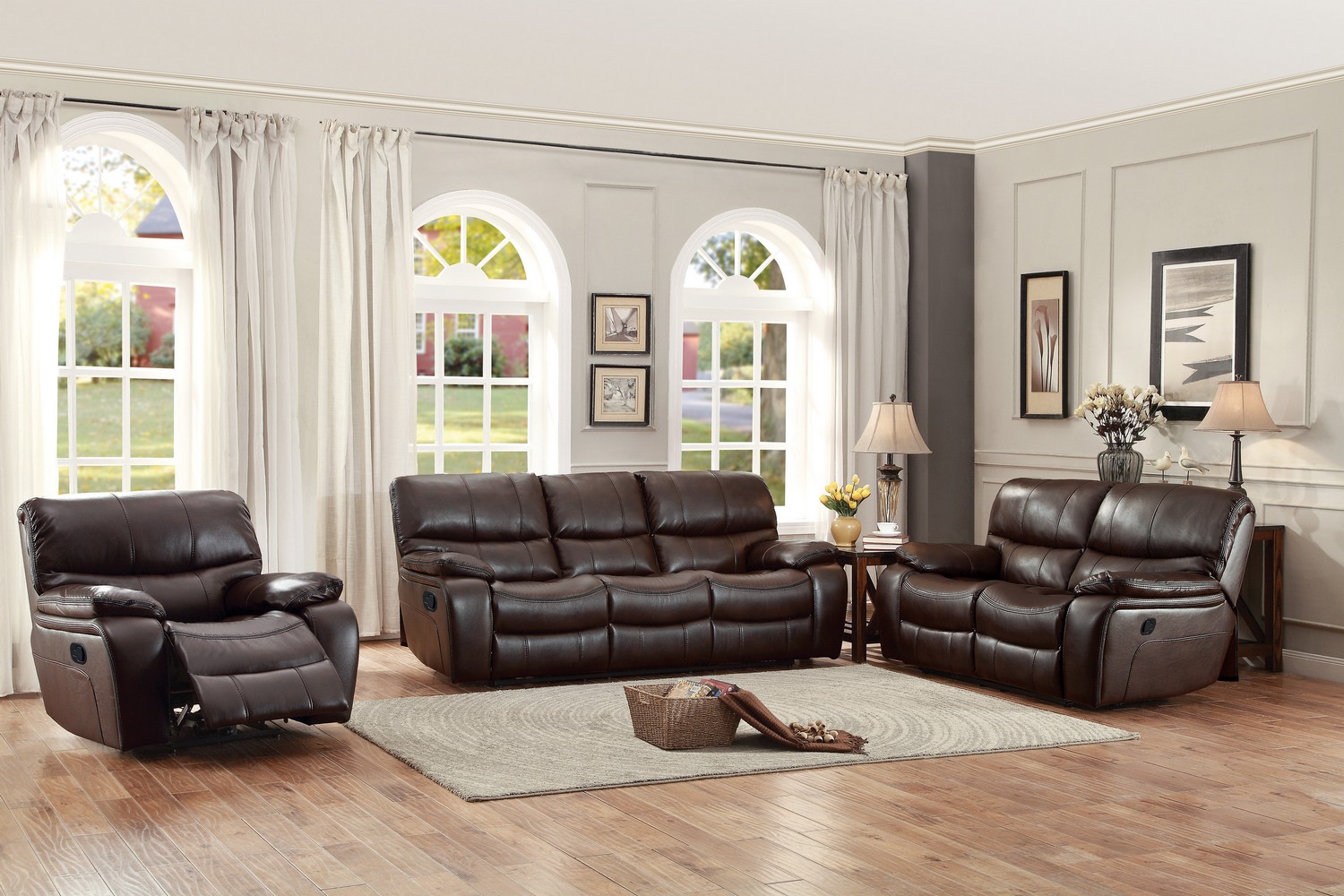 angus bonded leather reclining sofa