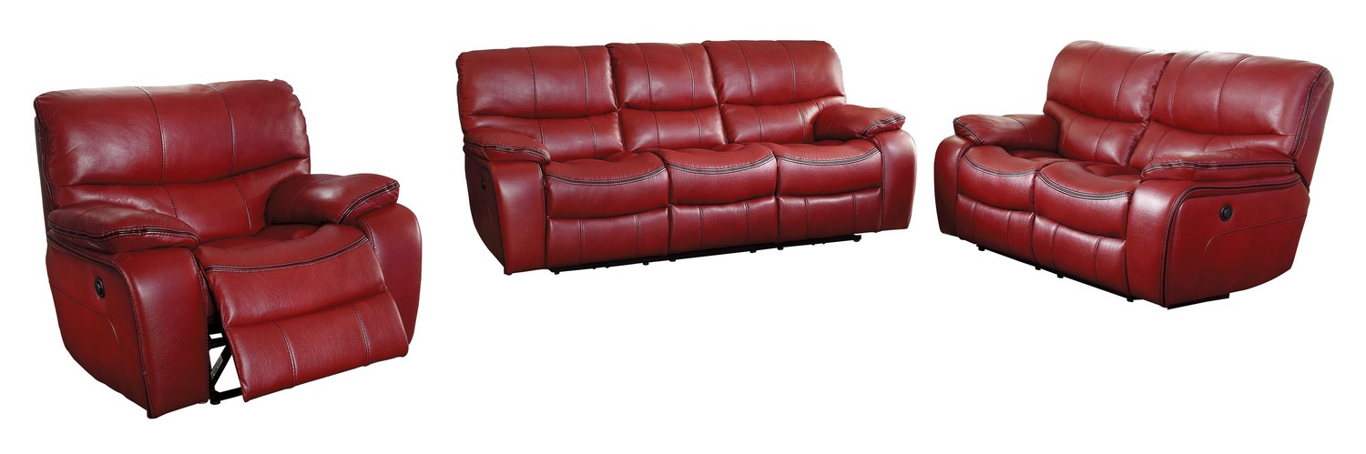 Homelegance Pecos Power Reclining Sofa Set - Leather Gel Match - Red