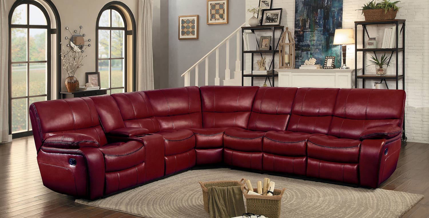 Homelegance Pecos Reclining Sectional Set - Red Leather Gel Match Homelegance Pecos Reclining Sectional Set - Red Leather Gel Match