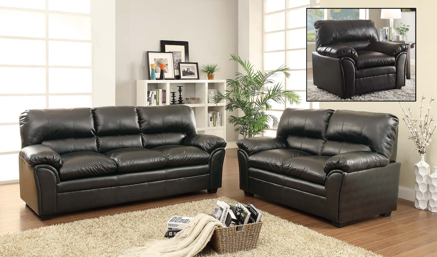 Homelegance Talon Sofa Set - Black Homelegance Talon Sofa Set - Black