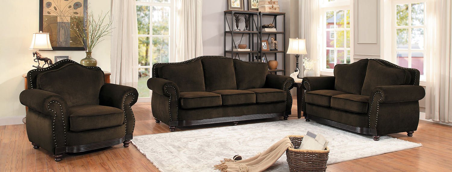 Homelegance Midwood Sofa Set - Chocolate Chenille Homelegance Midwood Sofa Set - Chocolate Chenille