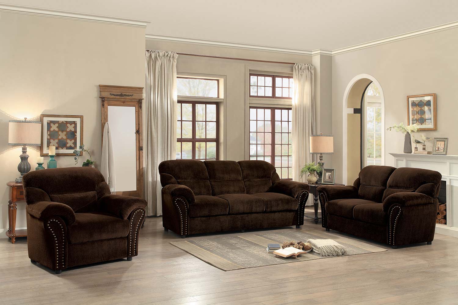 Homelegance Valentina Sofa Set - Dark Brown Fabric Homelegance Valentina Sofa Set - Dark Brown Fabric