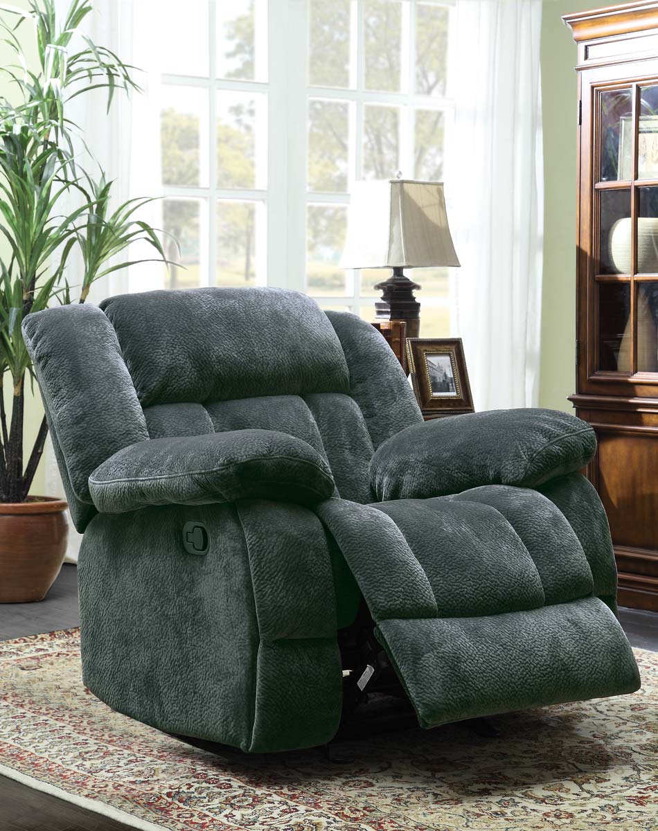 Homelegance Laurelton Glider Reclining Chair - Charcoal - Textured Plush Microfiber