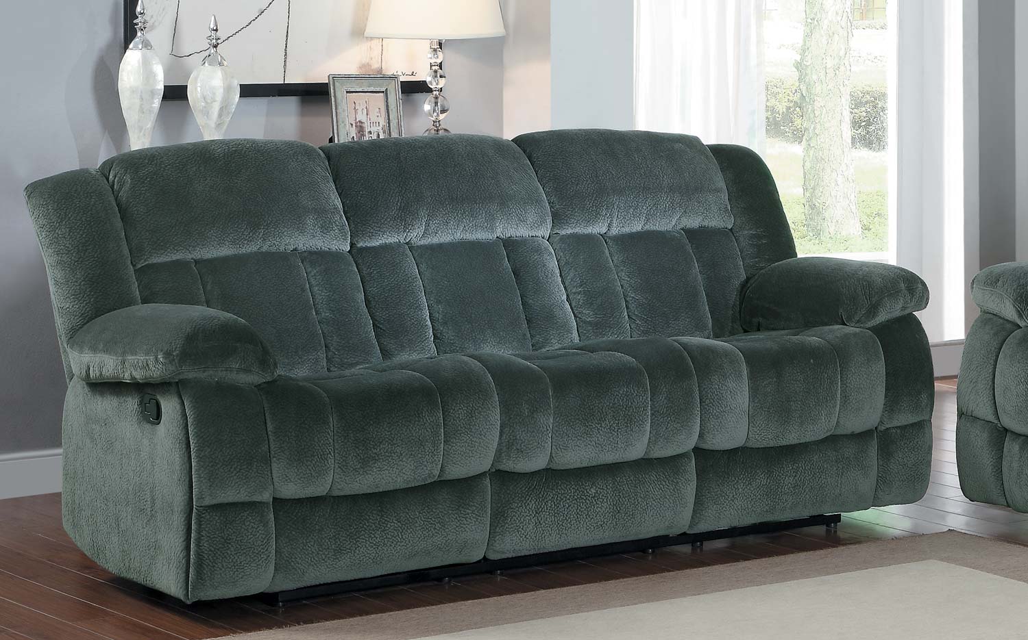 Homelegance Laurelton Double Reclining Sofa - Charcoal - Textured Plush Microfiber