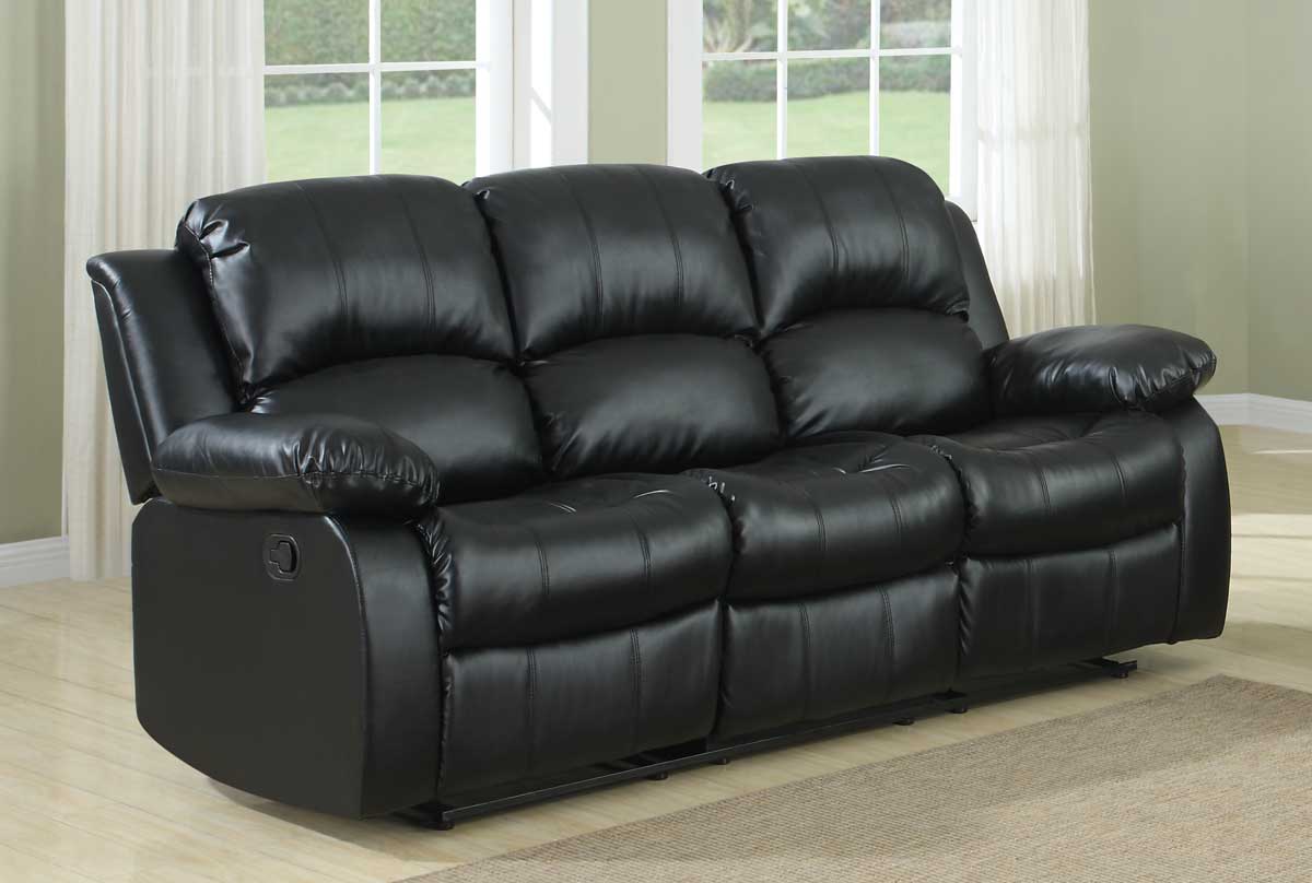 Homelegance Cranley Double Reclining Sofa - Black Bonded Leather