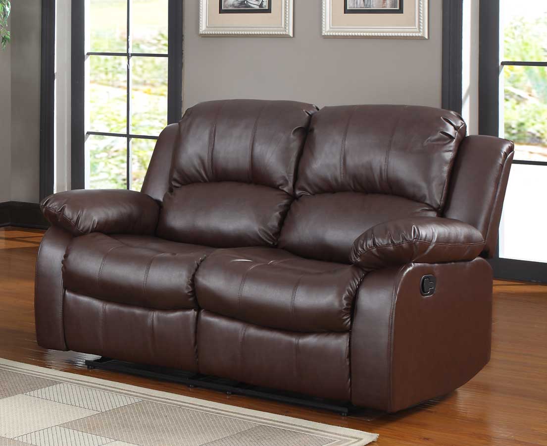 Homelegance Cranley Double Reclining Love Seat - Brown Bonded Leather