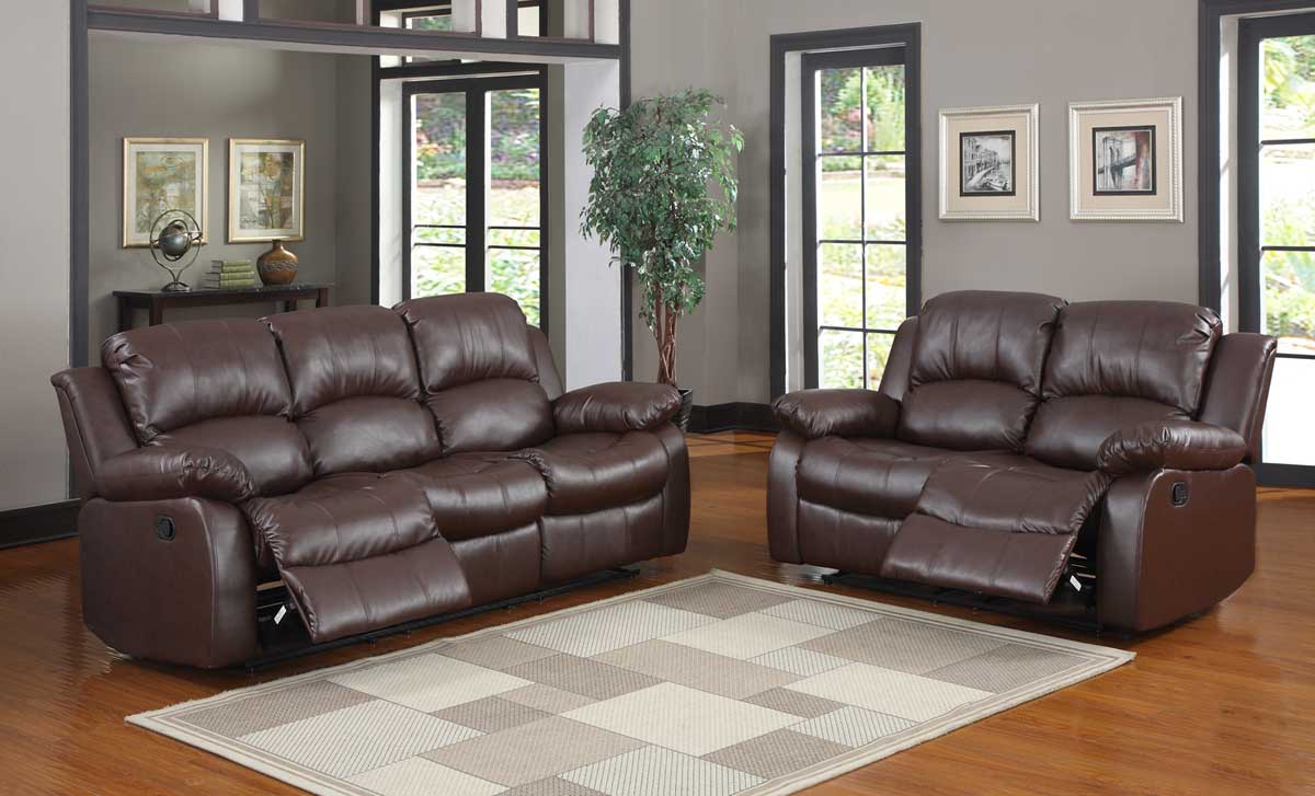 Homelegance Cranley Reclining Sofa Set - Brown Bonded Leather